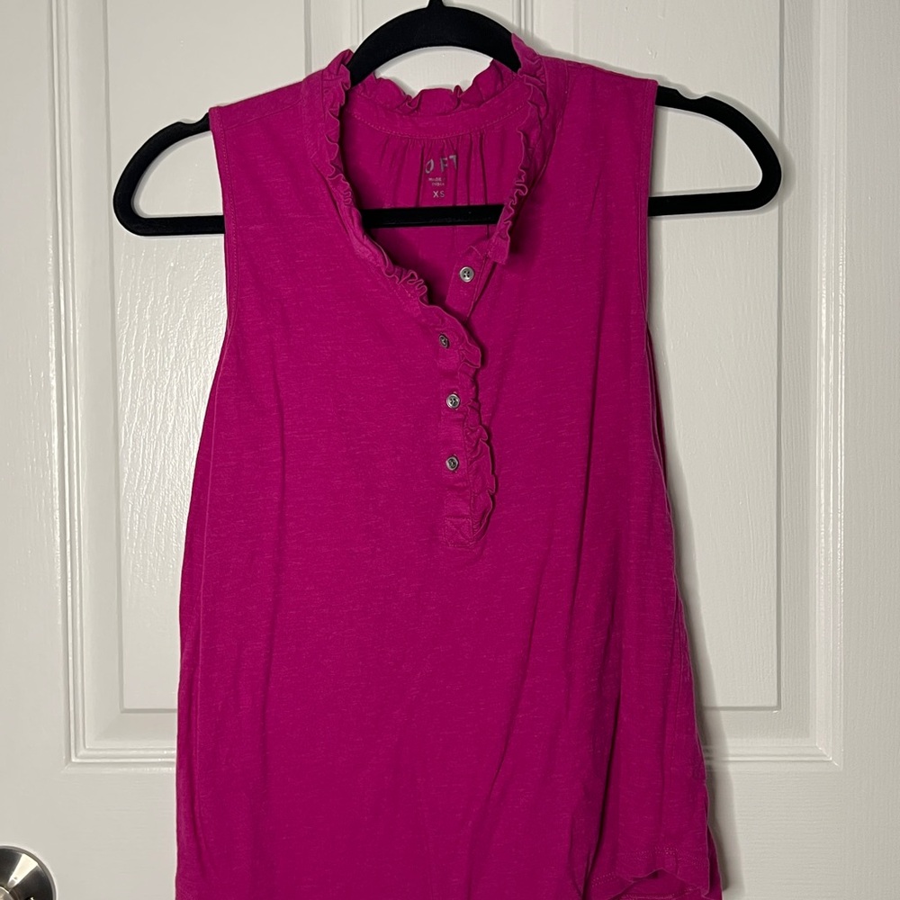 LOFT Pink Sleeveless Ruffled Blouse